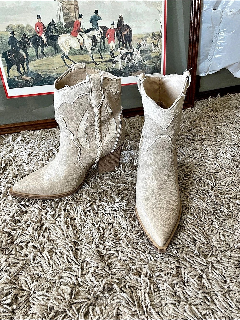 Western Ankle Boots in White